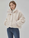 RYUL+WAI: ECCOfur High Neck String Shearling Jacket Ivory - RYUL+WAI: - BALAAN 2