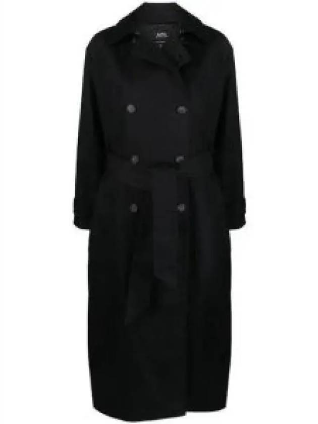 Double Brested Twill Cotton Trench Coat Black - A.P.C. - BALAAN 2