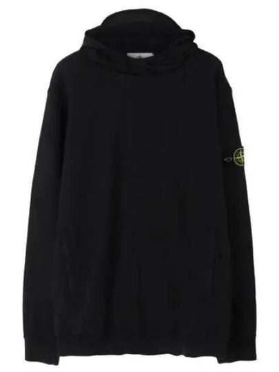 Garment Dyed Cotton Fleece Badge Hoodie Black - STONE ISLAND - BALAAN 2