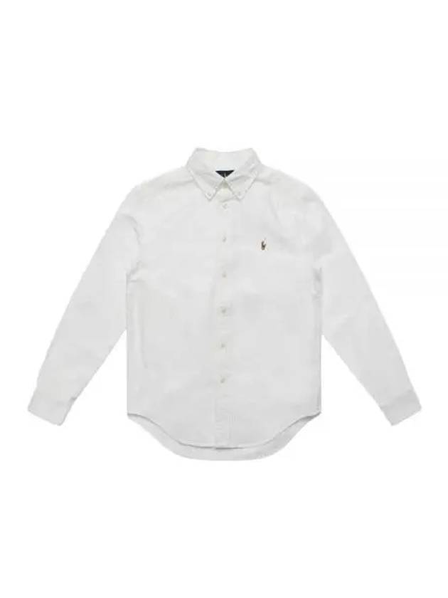 Embroidered Logo Oxford Long Sleeve Shirt White - POLO RALPH LAUREN - BALAAN 2