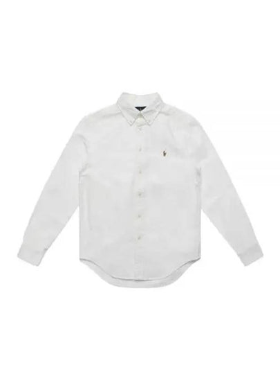 Embroidered Logo Oxford Long Sleeve Shirt White - POLO RALPH LAUREN - BALAAN 2