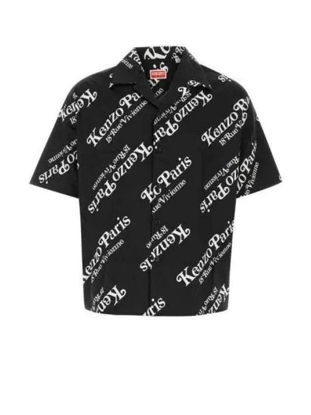 Verdy Boxy Monogram Print Button Short Sleeve Shirt Black - KENZO - BALAAN 2