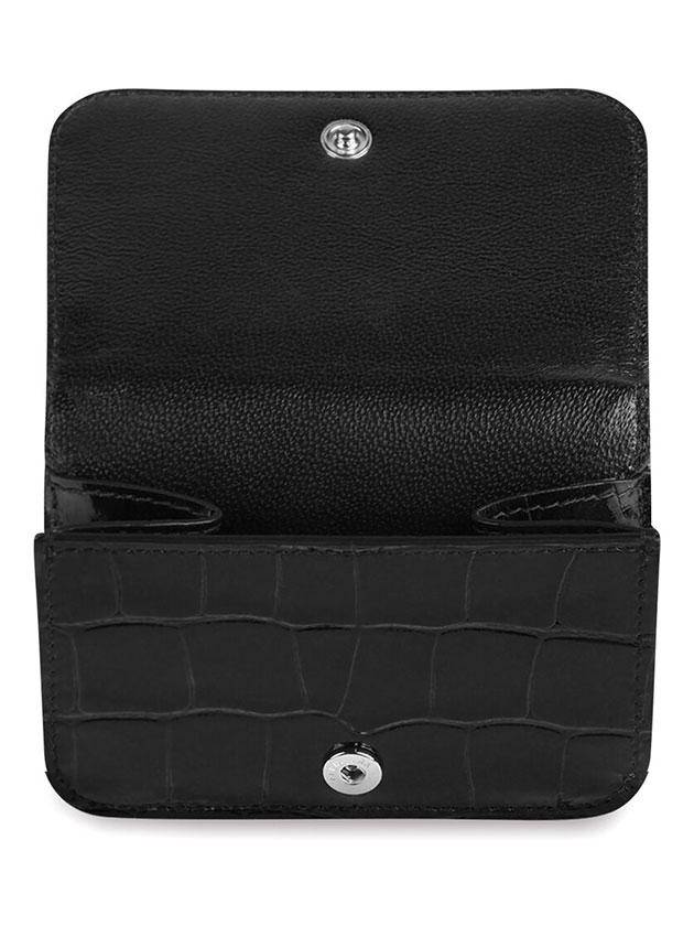 Logo Crocodile Embossed Leather Bifold Wallet Black - BALENCIAGA - BALAAN 3