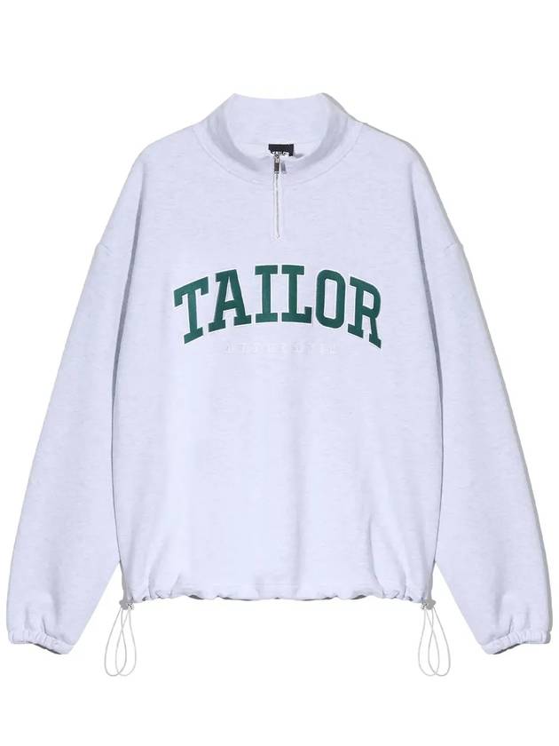 NVL Overfit Half Zip Up Sweatshirt White Melange - TAILOR STUDIO - BALAAN 4