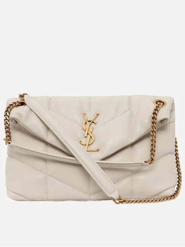 Puffer Quilted Nappa Leather Small Shoulder Bag Blanc Vintage - SAINT LAURENT - BALAAN 4