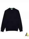 Logo Patch V-neck Merino Wool Knit Top Navy - LACOSTE - BALAAN 2