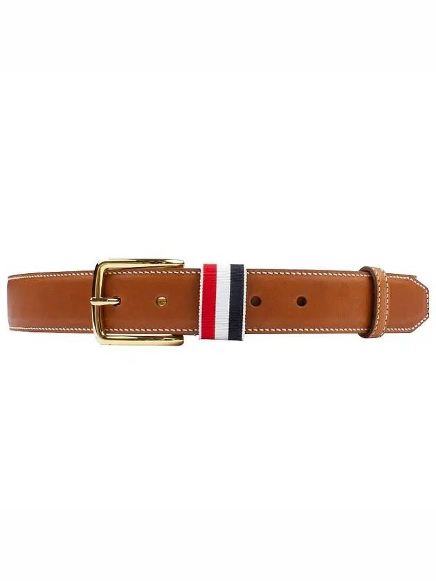 Three Stripe Tab Leather Belt Brown - THOM BROWNE - BALAAN 2