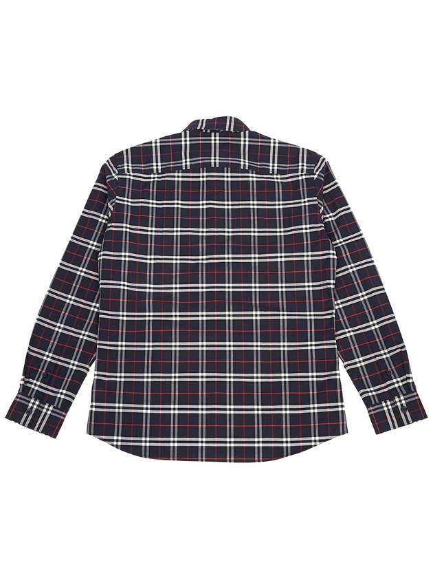 Small Scale Check Stretch Cotton Long Sleeve Shirt Navy - BURBERRY - BALAAN 3