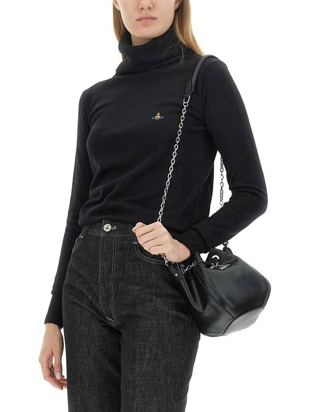 Bea ORB Embroidered Logo Turtleneck Black - VIVIENNE WESTWOOD - BALAAN 5