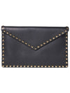 Rockstud leather clutch bag black - VALENTINO - BALAAN 1