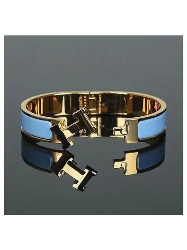 CLIC Click Ash gold plated blue color PM bangle bracelet - HERMES - BALAAN 3