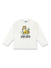 Kids Tiger Long Sleeve T-Shirt White - KENZO - BALAAN 1