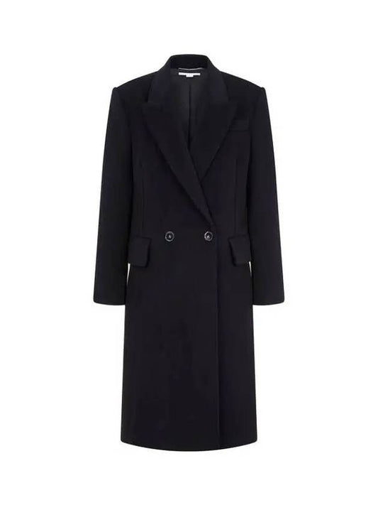 Peak Lapel Soft Wool Double Coat Black 270192 - STELLA MCCARTNEY - BALAAN 1