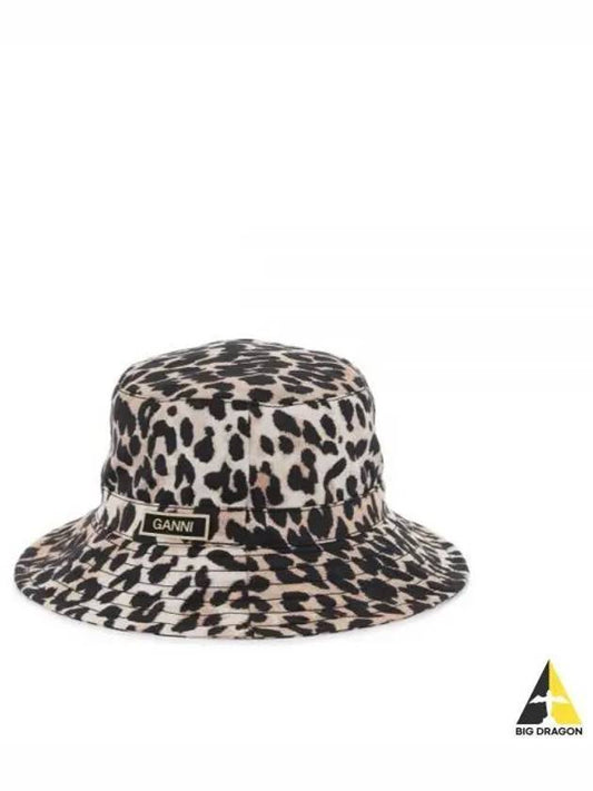 leopard print bucket hat - GANNI - BALAAN.