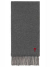 Small Heart Logo Wool Scarf Dark Grey - AMI - BALAAN 2