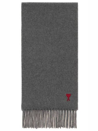 Small Heart Logo Wool Scarf Dark Grey - AMI - BALAAN 2