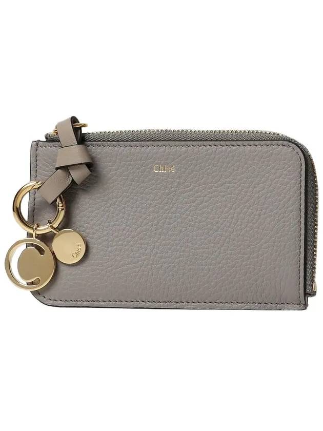 Alphabet Half Zipper Leather Card Wallet Grey - CHLOE - BALAAN 3