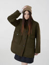 China Collar Half Coat Khaki - VOYONN - BALAAN 5