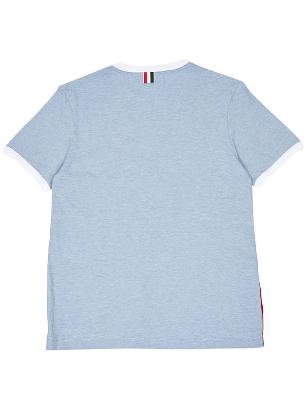 Women's Melange Jersey Ringer Short Sleeve T-Shirt Light Blue - THOM BROWNE - BALAAN 3