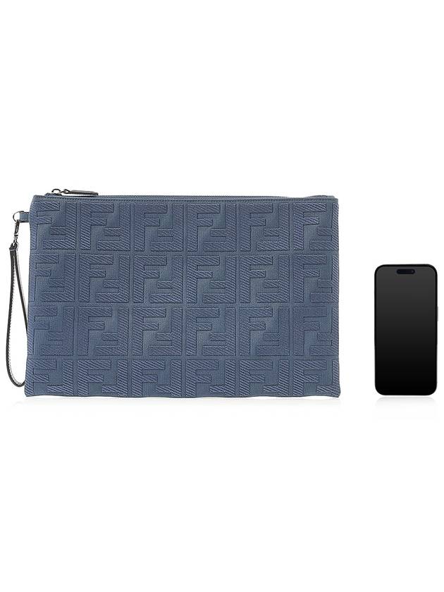 FF Logo Flat Large Clutch Bag Blue - FENDI - BALAAN 11