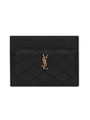 Monogram Gabi Gold Hardware Logo Quilting Card Wallet Black - SAINT LAURENT - BALAAN 1