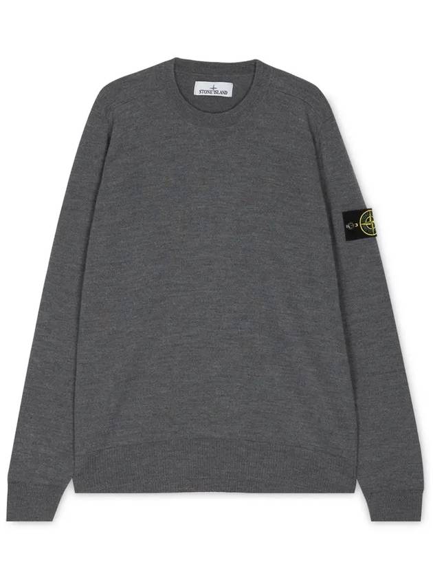 Regular Fit Crew Neck Wool Knit Top Grey - STONE ISLAND - BALAAN 2