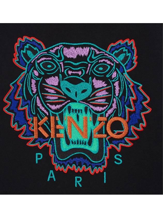 Tiger Embroidery Crew Neck Sweatshirt Black - KENZO - BALAAN 7