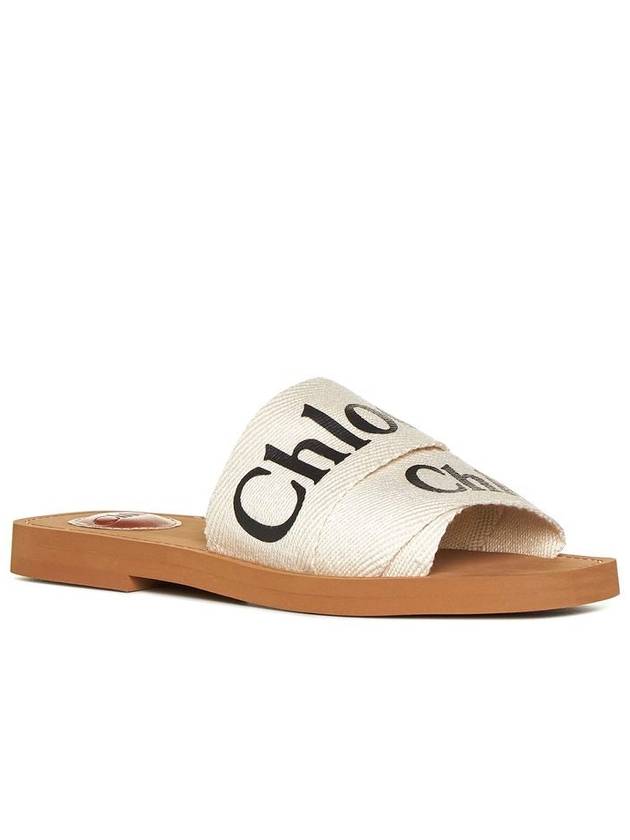 Woody Logo Flat Mule Slippers White - CHLOE - BALAAN 3