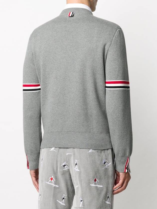 Men's Milan Stitch Armband Crew Neck Knit Top Light Grey - THOM BROWNE - BALAAN 6