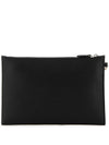 Logo Print Stripe Zipper Clutch Bag Black - BALLY - BALAAN 4