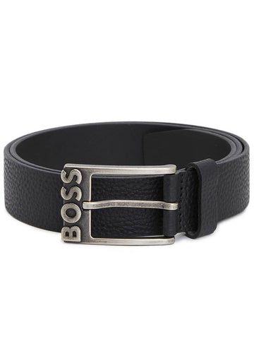 Men's Buckle Logo Leather Belt Black - HUGO BOSS - BALAAN 1