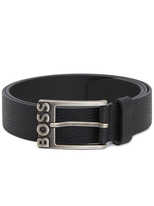 Men's Buckle Logo Leather Belt Black - HUGO BOSS - BALAAN 1