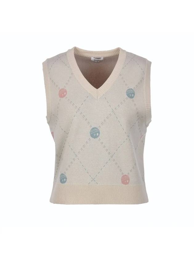 Flee diamond pattern knit vest MK3SV020BEG - P_LABEL - BALAAN 2