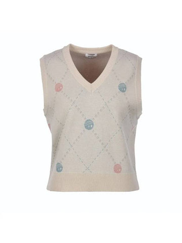 Flee diamond pattern knit vest MK3SV020BEG - P_LABEL - BALAAN 1