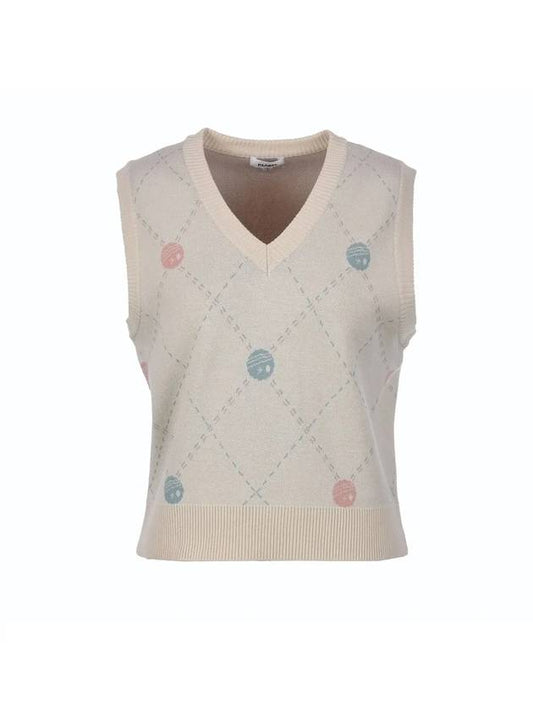 Flee diamond pattern knit vest MK3SV020BEG - P_LABEL - BALAAN 1