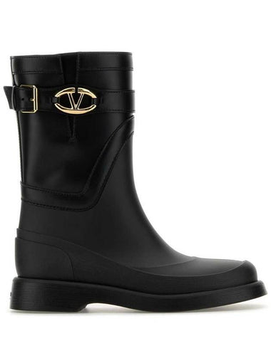 V Logo Bold Edition Middle Boots Black - VALENTINO - BALAAN 1