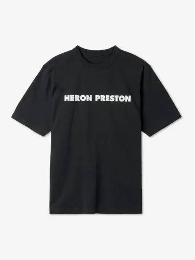 Logo Slogan Printed Short Sleeve T-Shirt Black - HERON PRESTON - BALAAN 2