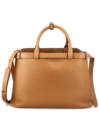 Buckle Medium Leather Handbag Caramel - PRADA - BALAAN 2