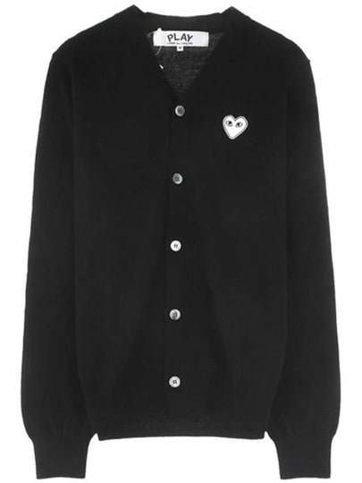 White Heart Wappen V-neck Cardigan Black - COMME DES GARCONS - BALAAN 2