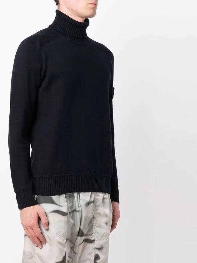 Waffen Patch Cotton Knit Turtleneck Navy - STONE ISLAND - BALAAN 3