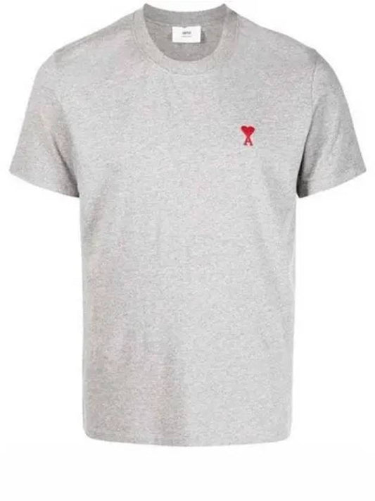 Small Heart Logo Short Sleeve T-Shirt Grey - AMI - BALAAN 2