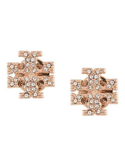 Crystal Logo Stud Earrings Rose Gold - TORY BURCH - BALAAN 2