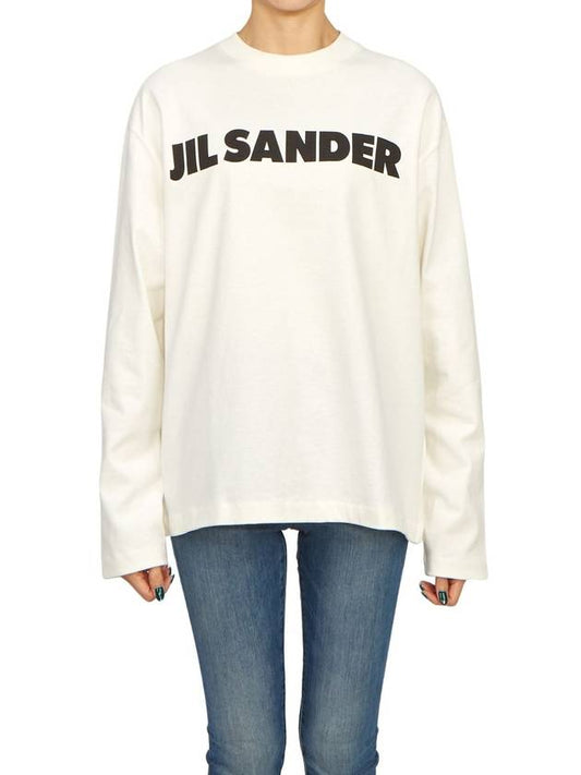 Logo Print Cotton Sweatshirt White - JIL SANDER - BALAAN 2