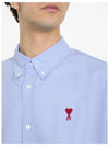 Men's Boxy Fit Embroidered Logo Short Sleeve Shirt Light Blue - AMI - BALAAN 6