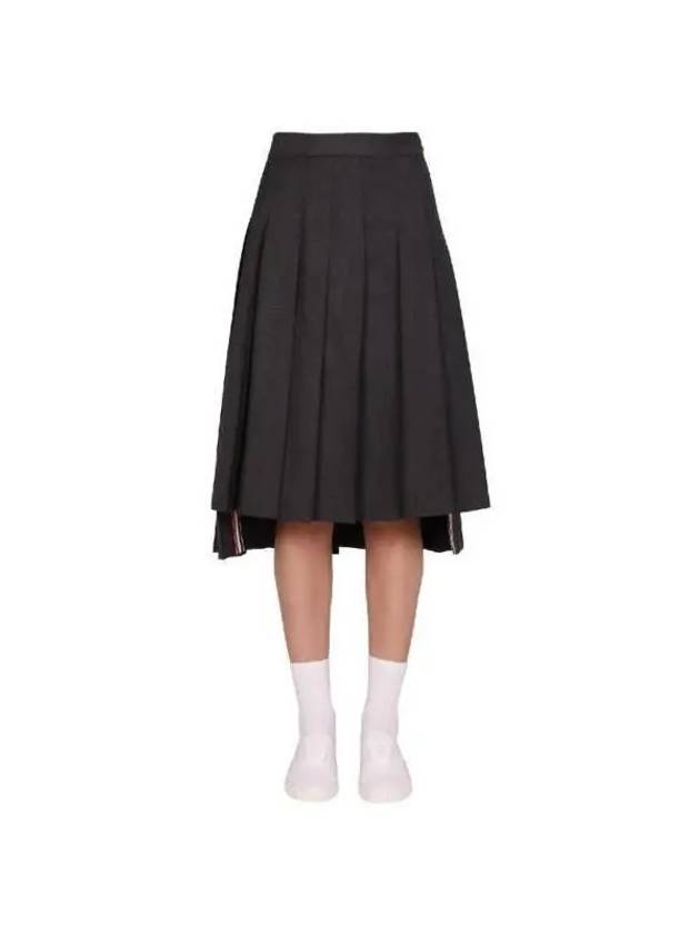 Super 120S Twill Below Knee Pleated Skirt Dark Grey - THOM BROWNE - BALAAN 3