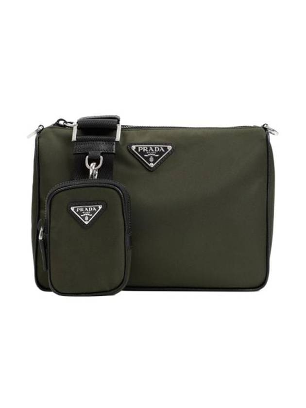 Triangle Logo Re-Nylon Saffiano Leather Shoulder Bag Tundra Khaki Green - PRADA - BALAAN 2