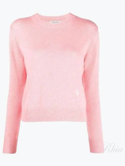 Embroidered Logo Crew Neck Cashmere Knit Top Pink - SPORTY & RICH - BALAAN 2