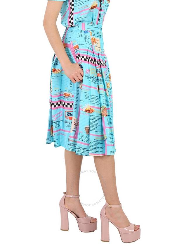 Moschino Ladies Multi Drive In Menu-Printed Pleated Midi Skirt, Brand Size 38 (US Size 4) - MOSCHINO - BALAAN 2