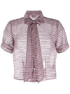 Women's Check Pattern Bow Blouse - THOM BROWNE - BALAAN 1