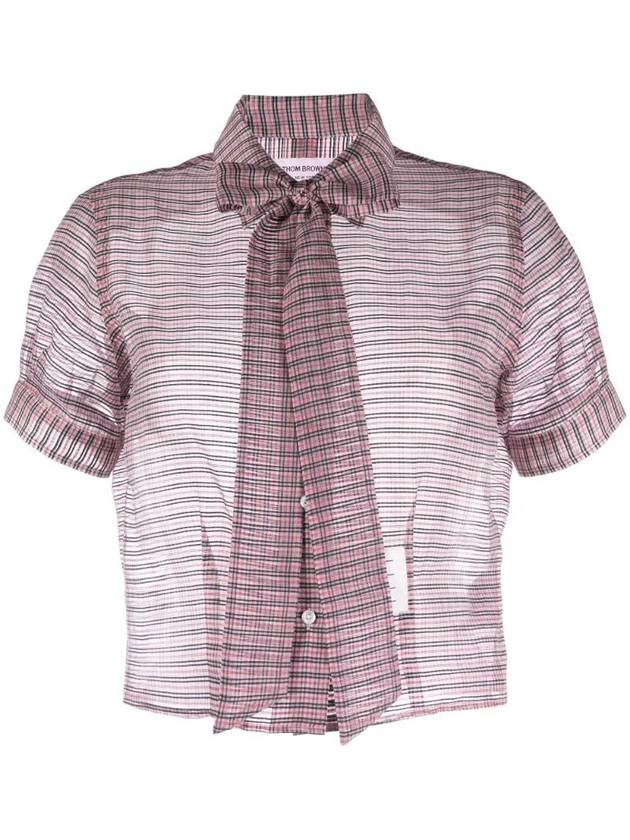 Women's Check Pattern Bow Blouse - THOM BROWNE - BALAAN 1